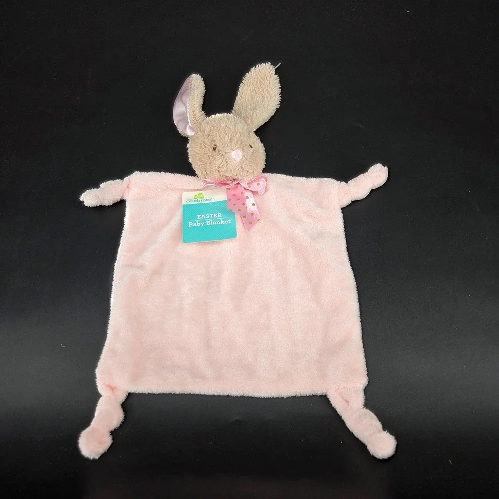 Way To Celebrate Easter Baby Blanket Pink Bunny Lovey Plush Security Blanket NWT